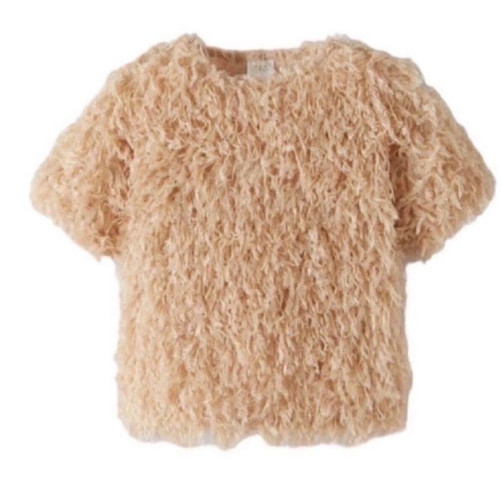 Zara Pink Girls Fuzzy Pullover Top(Size 8)